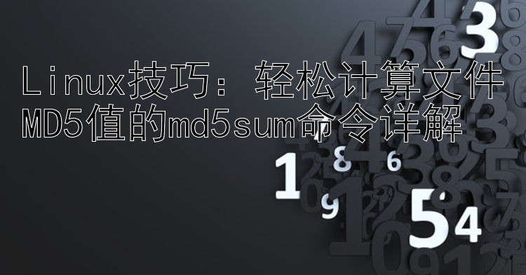 Linux技巧：轻松计算文件MD5值的md5sum命令详解