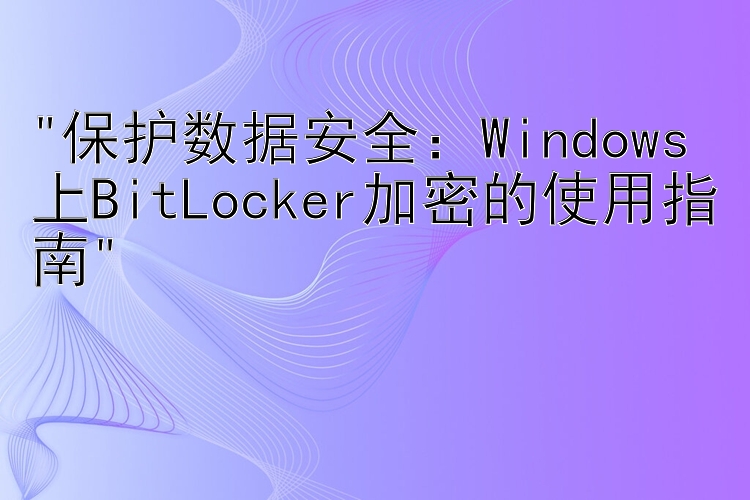 保护数据安全：Windows上BitLocker加密的使用指南