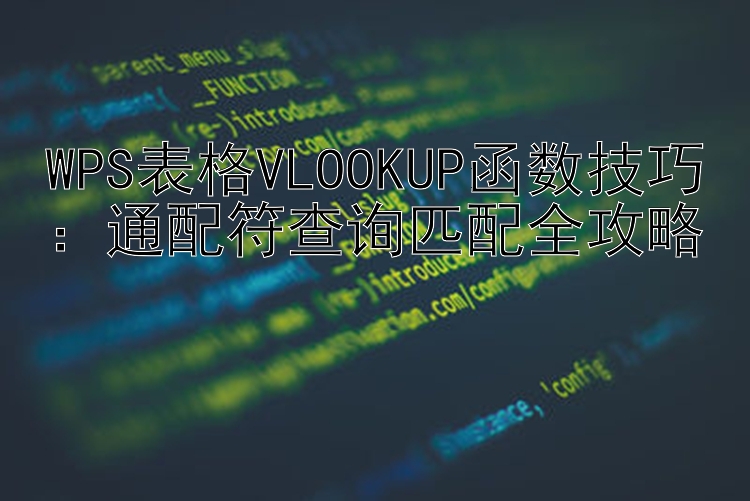 WPS表格VLOOKUP函数技巧：通配符查询匹配全攻略