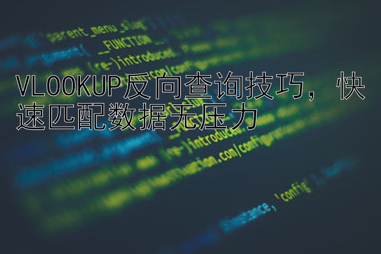 VLOOKUP反向查询技巧，快速匹配数据无压力