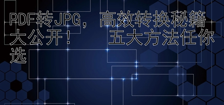 PDF转JPG，高效转换秘籍大公开！🔍 五大方法任你选🎯