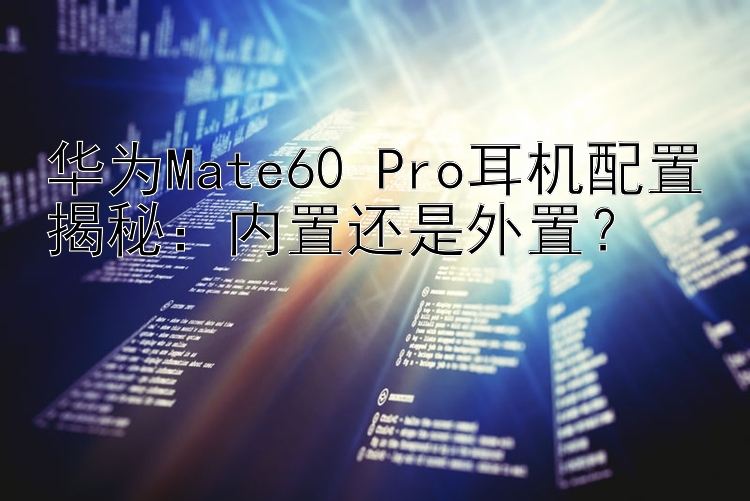 华为Mate60 Pro耳机配置揭秘：内置还是外置？